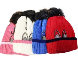24 Bulk Pom Pom Beanie Hats Soft Thermal Knit Winter Cap