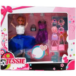 6 Pieces 11.5" Jessie Doll W/ Accessories In Window Box - Dolls