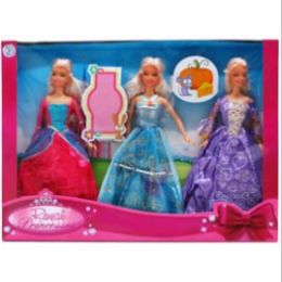 12 Pieces 3pc 11.5" Royal Princess Dolls In Window Box, 2 Assorted - Girls Toys