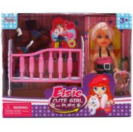 24 Pieces 5" Elsie Doll W/ Pets & 4.75" Crib In Window Box - Dolls