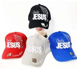 36 Pieces Only Jesus Ball Cap Assorted - Baseball Caps & Snap Backs