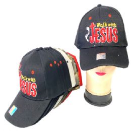 36 Pieces Walk With Jesus Hats Assorted Color - Baseball Caps & Snap Backs