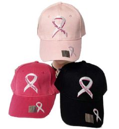 36 Pieces Pink Ribbon Stronger Everyday Cap In Assorted Color - Baseball Caps & Snap Backs