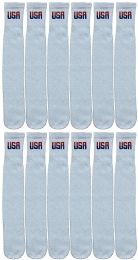1200 of Yacht & Smith Men's Cotton 31 Inch Terry Cushioned Athletic White Usa Logo Tube Socks Size 13-16