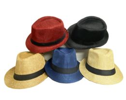 36 Bulk Short Brim Fedora Hat Assorted