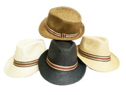 36 Wholesale Classic Short Brim Fedora Hat Assorted
