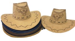 36 Pieces Cowboy Hat With Bull Assorted - Cowboy & Boonie Hat