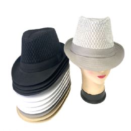 36 Wholesale Mesh Fedora Hat Assorted