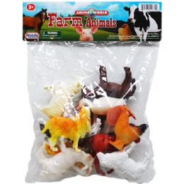 36 Wholesale 12pc 3"-3.5" Plastic Farm Animals In Pvc Bag
