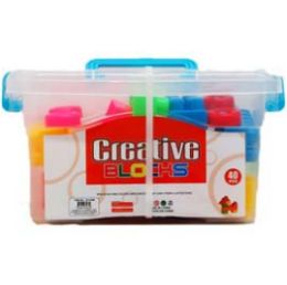 12 Bulk 40pc Assrt Color Blocks In 7.25" Plastic Container