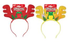 48 Pieces Christmas Led Reindeer Headband - Christmas Novelties