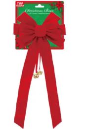 48 Wholesale Christmas Velvet Bow With Bell