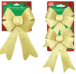 72 Wholesale Christmas Gold Glitter Bow