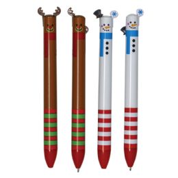 48 Bulk Christmas 2 Color Holiday Pen