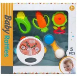 12 Bulk 5pc Baby Rattle Play Set In Window Box, 2 Assorted Colors