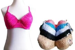 24 Pieces Fashion Padded Bras Packed Assorted Colors With Adjustable Straps - Womens Bras And Bra Sets