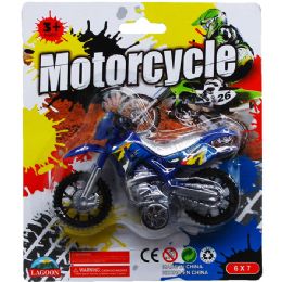 72 Wholesale 4.5" F/w Motorcycle On Blister Card, 3 Assorted Colors