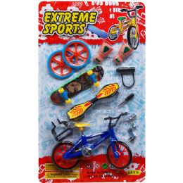 72 Pieces 5" F/w Bicycle W/ Accessories On Blister Card, 4 Assorted - Cars, Planes, Trains & Bikes