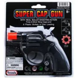 96 Wholesale 6" Super Cap Toy Gun (revolver) On Blister Card
