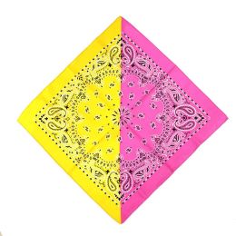 60 Pieces Splicing Color Bandanas In Yellow And Pink - Bandanas
