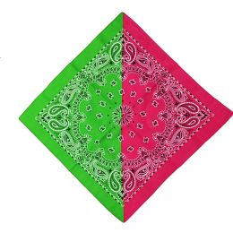60 Pieces Splicing Color Bandanas In Green And Red - Bandanas