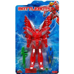 72 Pieces 7.5" B/o Robot W/ Light On Blister Card, Assorted Colors - Action Figures & Robots