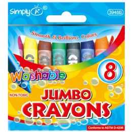 96 Wholesale 8 Colors Washable Jumbo Crayon
