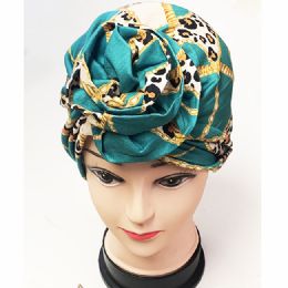 24 Pieces Turban Flower Knot Bonnet - Head Wraps