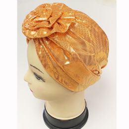 24 Pieces Womens Sequin Turban Flower Knot Bonnet - Head Wraps