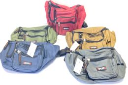 24 Wholesale Large Fanny Pack With 4-Zipper Pockets For Running Hiking Travel