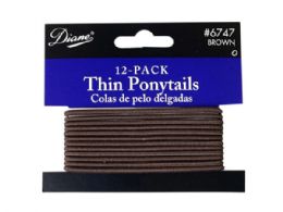 96 Wholesale 12pc Thin Brown Elastic Hair Ties