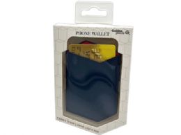 36 pieces Faux Leather Geometric Adhesive Phone Wallet In Navy - Leather Wallets
