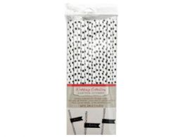 144 pieces Black Dots With Cheers Flags Paper Straws 24 Count - Straws and Stirrers