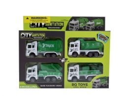 12 Wholesale 4 Pack Pull Back Toy Recycle And Garbage Truck Set
