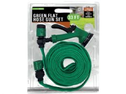 6 pieces 33 In Green Flat Hose Gun Set - Garden Hoses and Nozzles