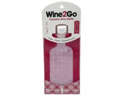 36 Wholesale Wine2go Foldable Wine Bottle In Rose Pink