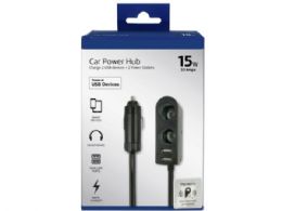24 pieces New Tech 15w Car Power Hub With 2 Usb Ports And 2 Car Outlets - Chargers & Adapters