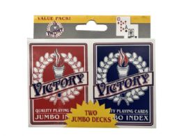 24 Wholesale Victory Two Pack Jumbo Quality Playing Cards
