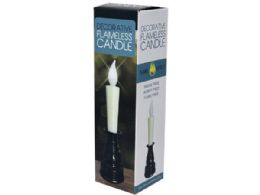 12 Wholesale BatterY-Operated Push Action Led FakE-Flame Taper Candle And Base