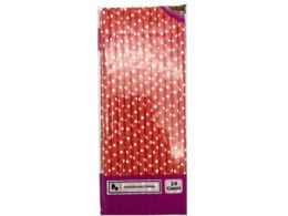 72 Wholesale 24 Count Stylish Paper Straws In Pink