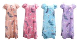 24 Wholesale Casual Night Womens Cap Sleeve Nightgown