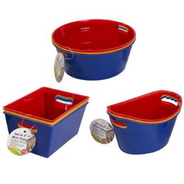 48 pieces Tub Mini 3pk Oval/rect/round 3 Colors Per Pk/ht - Storage & Organization