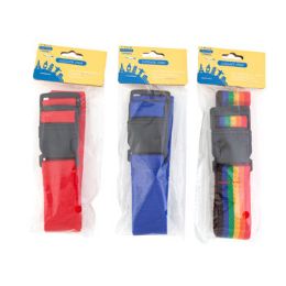36 Wholesale Luggage Strap 1.38inx6ft 3astcolors/pbhred/blue/multicolor