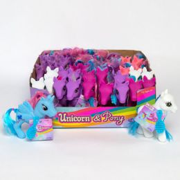36 pieces Lovely Pony Or Unicorn W/brush 5in 3 Clrs Ea 6ast In Pdq/ht Age 4+ - Hair Brushes & Combs
