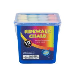 24 Bulk Chalk Sidewalk Bucket 12pc Washable 3.5in 4color Per Pack Shrink W/label