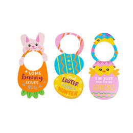 24 of Door Greeter Easter Mdf 3ast Bunny/egg/chick Mdf Comply/label 9.25in L W/glitter