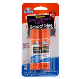 48 pieces Glue Stick 2pk Elmers Washable Disappearing Purple Carded Peggable - Glue