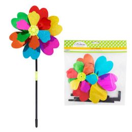 24 pieces Pinwheel Foil Double Layer 19.75in H K/d Polybag Header MultI-Color - Wind Spinners