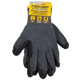 48 pieces Gloves Latex Coated Gray Medium Yellow Cuff Firm Grip 48pc Pdq - Working Gloves