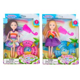 24 Wholesale Beach Doll 6in 2ast W/comb &